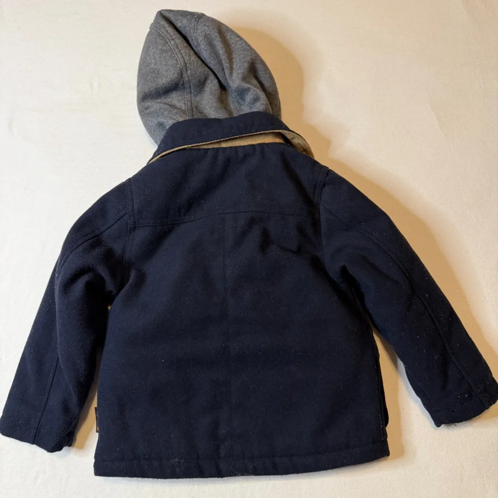 Hawke &‎ Co Outfitters Navy Nautical Peacoat Gray Hood Boys 3T